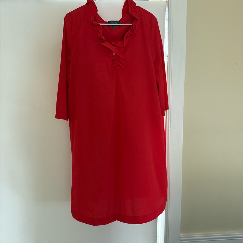 Sawyer Collection Red Gold Midi Tunic Dress